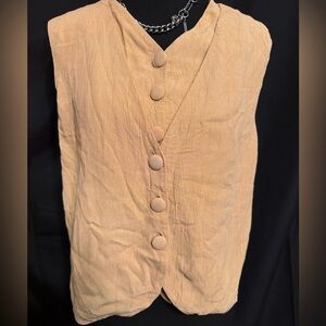 Carole Little Beige Button-Front Blouse